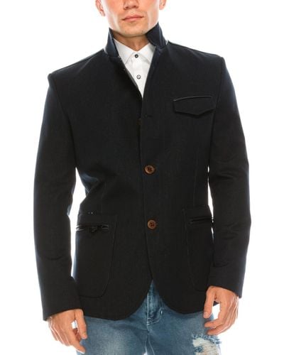 Ron Tomson Modern Casual Stand Collar Sports Jacket - Blue
