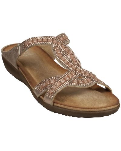 Gc Shoes Alora Embellished Slide Flat Sandals - Brown