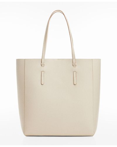 Mango Leather-effect Shopper Bag - Natural
