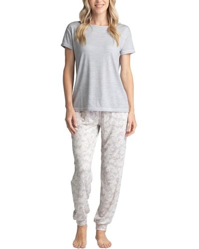 Muk Luks Plus Size Crewneck Top & Printed jogger Pajama Pants Set - Multicolor