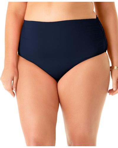 Anne Cole Plus Size High-waist Bikini Bottoms - Blue