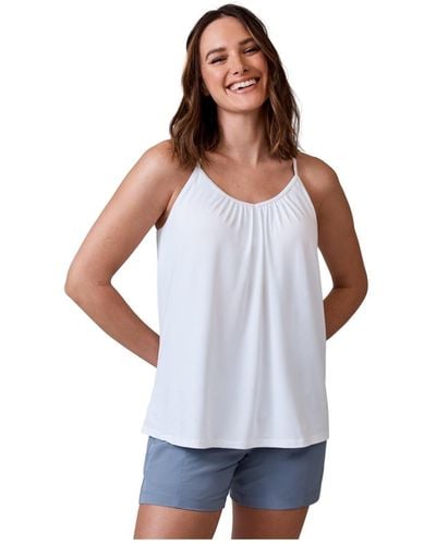 Free Country Microtech Chill B Cool V-neck Built-in Bra Cami Top - White