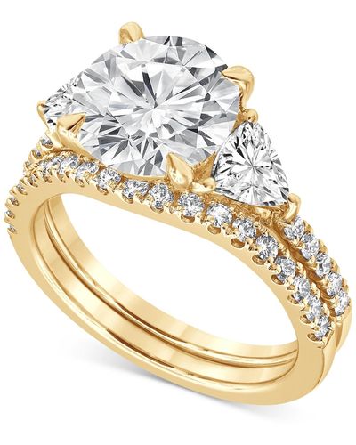 Badgley Mischka Certified Lab Grown Diamond Round Three Stone Bridal Set (4-1/4 Ct. T.w. - Metallic