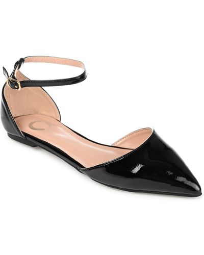 Journee Collection Reba Ankle Strap Pointed Toe Flats - Black