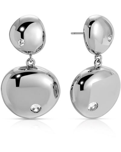 Ettika Polished Double Pebble Drop Earrings - Metallic