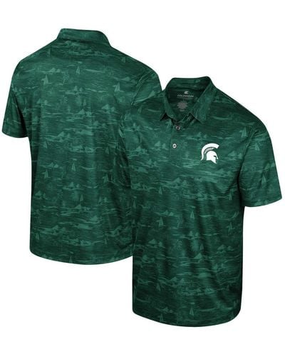 Colosseum Athletics Michigan State Spartans Daly Print Polo Shirt - Green
