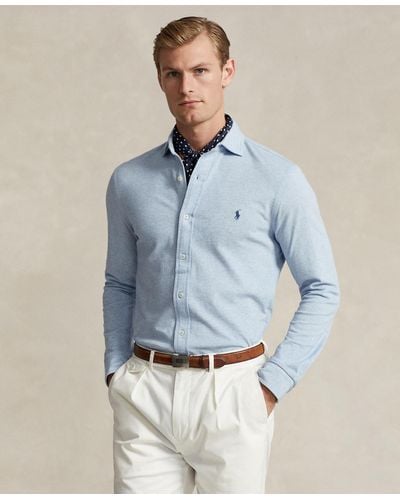 Polo Ralph Lauren Jacquard-textured Mesh Shirt - Blue