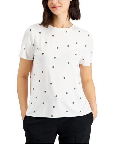 Alfani Petite Printed T-shirt, Created For Macy's - White