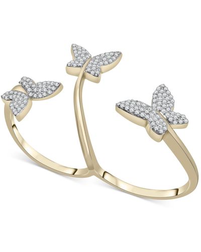 Wrapped in Love Diamond Butterfly Double Finger Ring (1/2 Ct. T.w. - Metallic