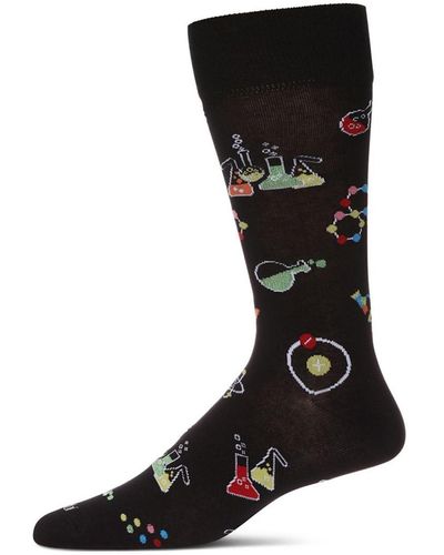 Memoi Cool Science Geek Novelty Crew Socks - Black