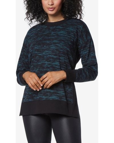 Marc New York Andrew Marc Sport Printed Tunic Length Pullover Top - Blue