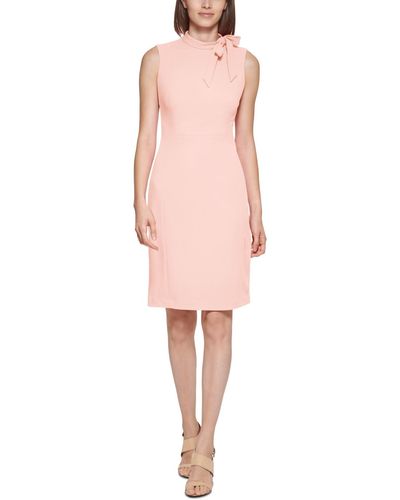 Calvin Klein Tie-neck Sleeveless Bodycon Dress - Pink