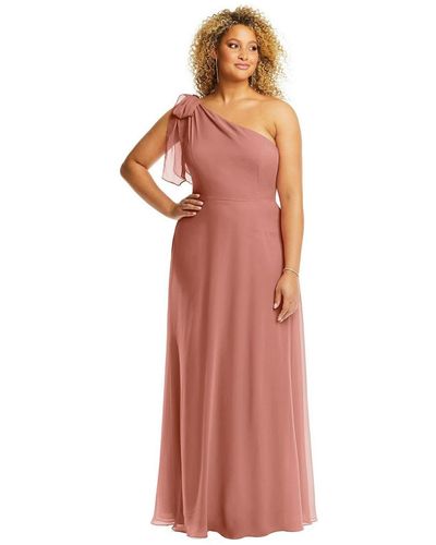 After Six Plus Size Draped One-shoulder Maxi Dress - Red