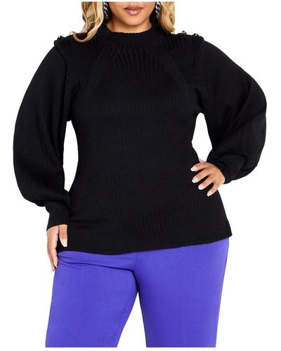 City Chic Plus Size Isabella Sweater - Blue