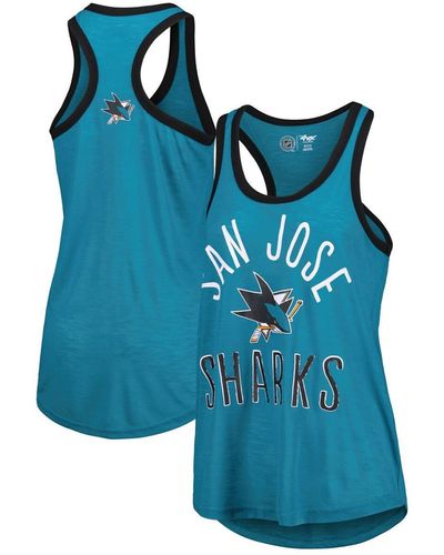 G-III 4Her by Carl Banks San Jose Sharks First Base Racerback Scoop Neck Tank Top - Blue