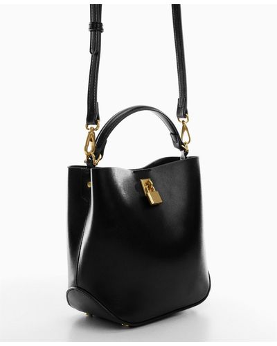 Mango Rear Padlock Detail Mini-shopper Bag - Black