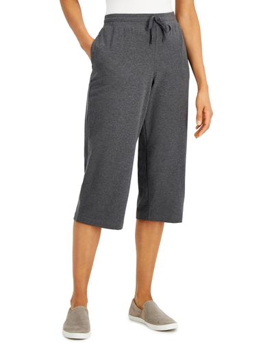 Karen Scott Knit Capri Pull On Pants - Gray