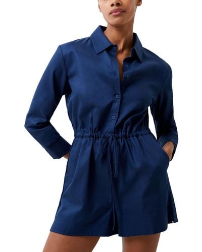 French Connection Bodie 3/4-sleeve Drawstring-waist Romper - Blue