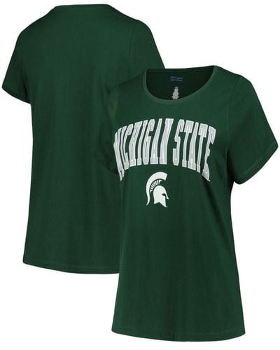 Profile Michigan State Spartans Plus Size Arch Over Logo Scoop Neck T-shirt - Green