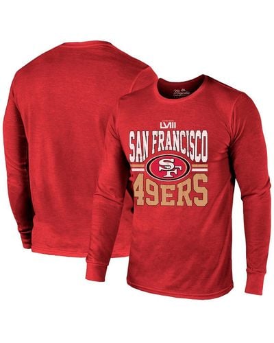 Majestic Threads San Francisco 49ers Super Bowl Lviii Tri-blend Long Sleeve T-shirt - Red