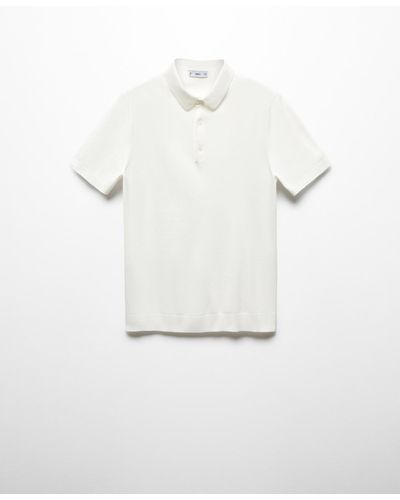 Mango Fine-knit Polo Shirt - White