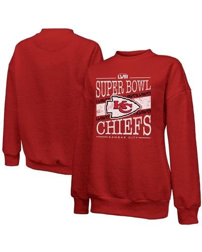 Majestic Threads Kansas City Chiefs Super Bowl Lviii Primetime Tri-blend Pullover Sweatshirt - Red