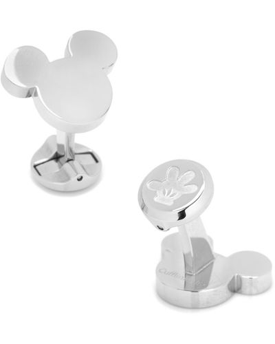 Cufflinks Inc. Stainless Steel Mickey Mouse Silhouette Cufflinks - White