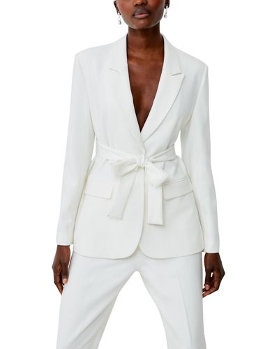 French Connection Whisper Belted Blazer - White