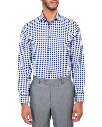 Michelsons Of London Twill Check Shirt - Blue