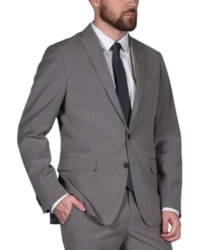 Perry Ellis Portfolio Micro-grid Slim-fit Stretch Suit Jacket - Gray