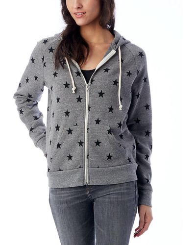 Alternative Apparel Adrian Printed Fleece Zip Hoodie - Gray