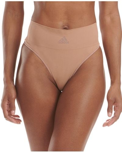adidas Intimates Active Seamless Micro Stretch High Waist Thong Underwear 4a1h01 - Brown