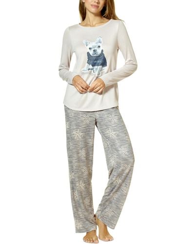Hue Pet Me Pup Long-sleeve T-shirt And Pajama Pants Set - Multicolor