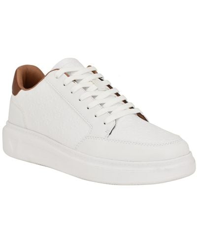 Guess Creed Branded Lace Up Fashion Sneakers - White