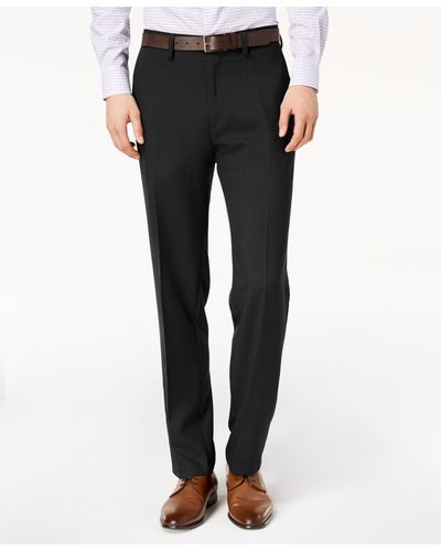 Kenneth Cole Modern-fit Micro-check Dress Pants - Black