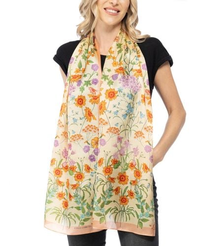Vince Camuto Botanical Floral Wallpaper Oblong Scarf - Yellow