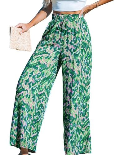CUPSHE Green And Pink Abstract Wide Leg Pants