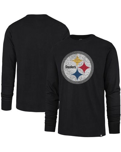 '47 Distressed Pittsburgh Steelers Premier Franklin Long Sleeve T-shirt - Black