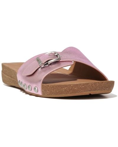 Fitflop Fitfop Iqushion Adjustable Buckle Metallic-leather Slides - Pink