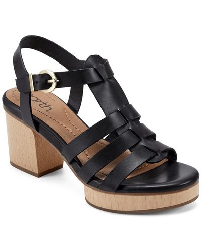 Earth Adona Strappy Block Heel Dress Sandals - Black