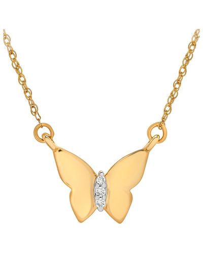 Wrapped in Love Diamond Accent Butterfly 17" Pendant Necklace - Metallic