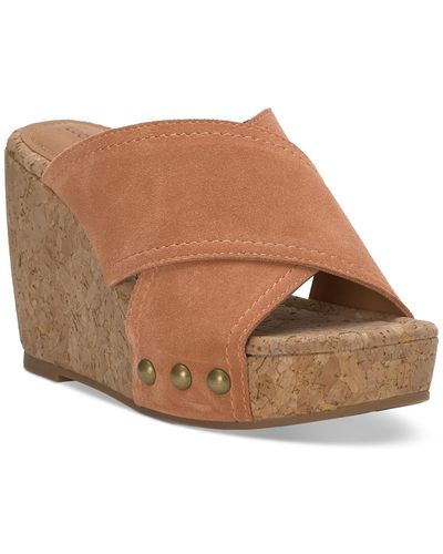 Lucky Brand Valmai Platform Wedge Sandals - Brown