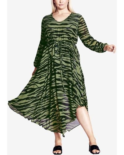 Avenue Plus Size Lorena Soft V-neck Dress - Green
