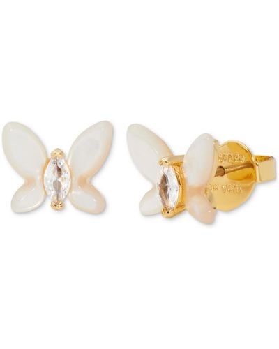 Kate Spade Gold-tone Cubic Zirconia & Colored Butterfly Mini Stud Earrings - White
