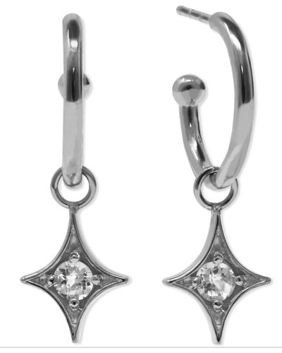 Anzie Jac + Jo By Anzie Gothic Star Charm Hoops Set With White Topaz In Sterling Silver