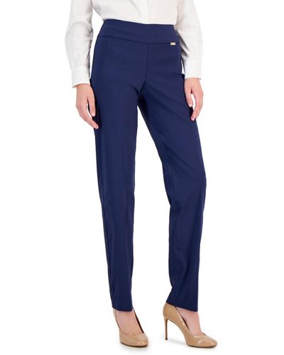 INC International Concepts Tummy-control Pull-on Straight-leg Pants - Blue