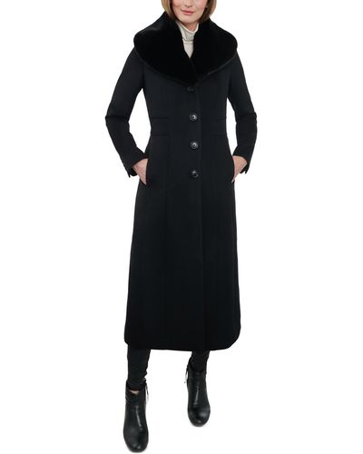 Anne Klein Wool Blend Maxi Coat - Black