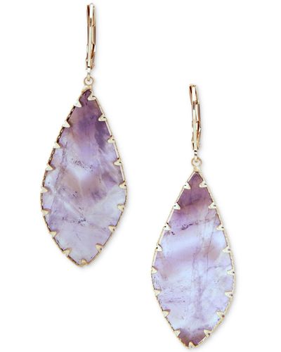 Lonna & Lilly Gold-tone Large Flat Stone Drop Earrings - Purple