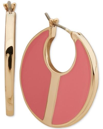 DKNY Gold-tone Extra-small Color Filled Hoop Earrings - Pink