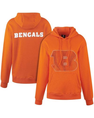 Cuce Cincinnati Bengals Rhinestone Logo Wordmark Pullover Hoodie - Orange